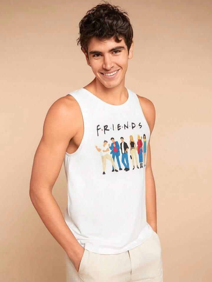 Bonga Boys men figure and letter graphic tank top
